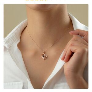 Elegant Heart Pendant Necklace “I love you” in 100 languages!
